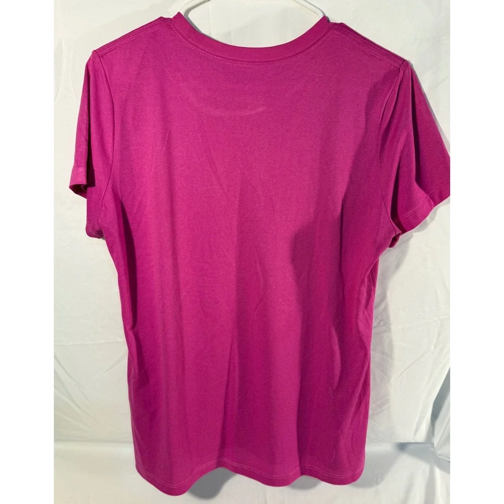 Nike Dri-FIT Womens Large Pink Short Sleeve Graphic Swoosh T-Shirt Magenta